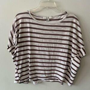 striped brown and white crop top tshirt